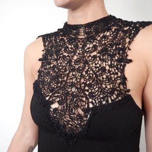 Open Back, Black Lace Crop Top